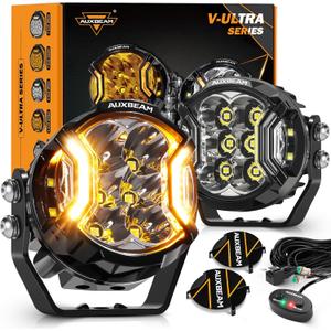 Auxbeam V-Ultra Series 3" 108W Side Shooter LED Pods with Amber DRL 3 Modes & Light Covers 270 Degree Wide Range 12800LM Round Offroad Driving Light Bar for Truck Jeep ATV UTV, Pair, 3" V-Ultra White Auxbeam V-Ultra Series 3" 108W Side Shooter LED Pods with Amber DRL 3 Modes & Light Covers 270 Degree Wide Range 12800LM Round Offroad Driving Light Bar for Truck Jeep ATV UTV, Pair, 3" V-Ultra White