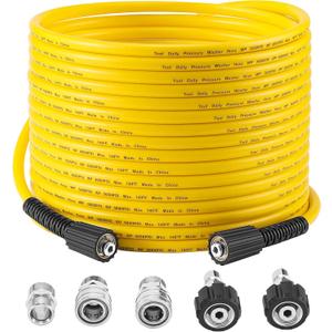 Tool Daily Pressure Washer Hose 50 FT X 1/4", Power Washer Replacement Extension Hose with M22 14mm Fitting, Kink Resistant,3/8" Quick Connect Kit For Gas & Electric Pressure Washer, 3600 PSI