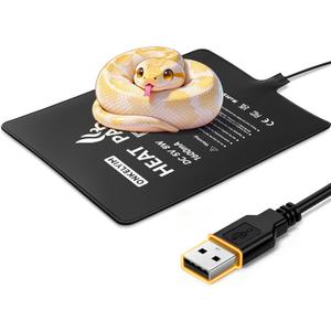USB Reptile Heat Pad, 6"X8" 8W Heat Mat for Reptiles, Reptile Heating Pad Under Tank Terrarium Heating Mat Waterproof for for Plants, Seeds, Lizard, Snake, Turtle, Hermit Crab