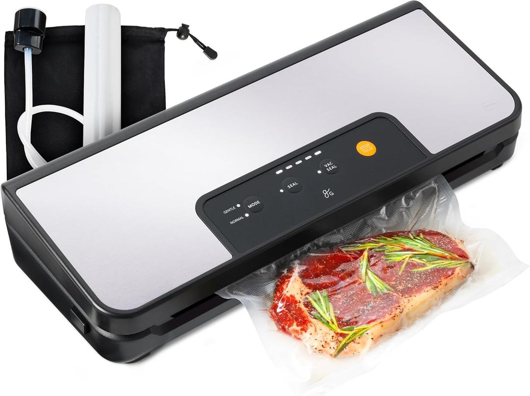 Greater Goods Vacuum Sealer  Powerful, Compact, with 4-in-1 Functions, Built-in Cutter, and Vacuum Seal Bags, Ideal for Sous Vide and Food Storage (Onyx Black)