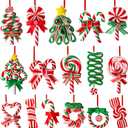 AWHETIE 16 PCS Candy Cane Ornaments for Christmas Tree, Polymer Clay Candy Cane Christmas Decorations, Lollipop Ornaments for Xmas Tree Party Hanging Decor Holiday Decorations