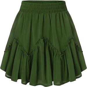 Scarlet Darkness Women Mini Skirt Ruffles Flared Skater Skirts High Waisted Short Renaissance Pirate Skirt (2XL,)