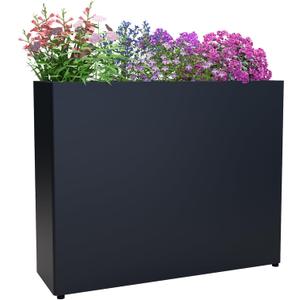 Metal Rectangular Planter Box, 38L x 12W x 30H Black Heavy-Duty Raised Garden Bed for Outdoor Plants, Easy Assembly & Adjustable Feet for Porch, Garden, Patio, Yard Outdoor Plants