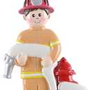 Personalized Firefighter Christmas Ornament - Firefighter Ornament with Fire Hose - 2025 Fireman Chrismtas Gift - Gift for Fireman, Hero, Friends, Dad - Free Customization