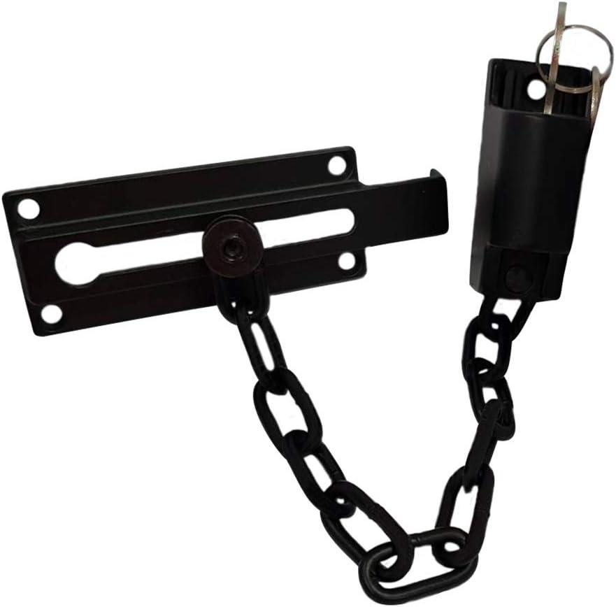 QCAA Keyed Chain Door Lock, Die Cast Construction, Matte Black, 1 Pack, Made in Taiwan