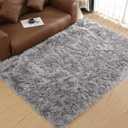 Goolela Grey Area Rug 6x9 Fluffy Fuzzy Shag Rug for Living Room Bedroom Faux Sheepksin Fur Soft Shaggy Luxury Rectangle