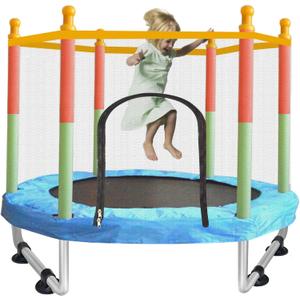 Toddler Trampoline for Kids Ages 1-8, 55'' Small Trampoline with Safety Enclosure Net, Indoor & Outdoor Baby Mini Trampolines, No-Gap Safe Design for Toddlers Jump, Gifts for Children & Boys & Girls