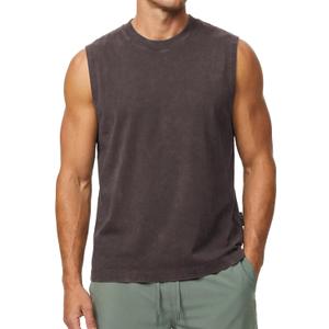 Men's Cotton Blend Workout Muscle Tank Top (Brown, XL)