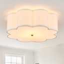 Modern Drum Semi Flush Mount Ceiling Light 17.71" Modern 3-Lights Gold Drum Ceiling Lighting Fixture Vintage Linen Ceiling Lamp for Laundry Room, Kitchen, Basement, Bedroom