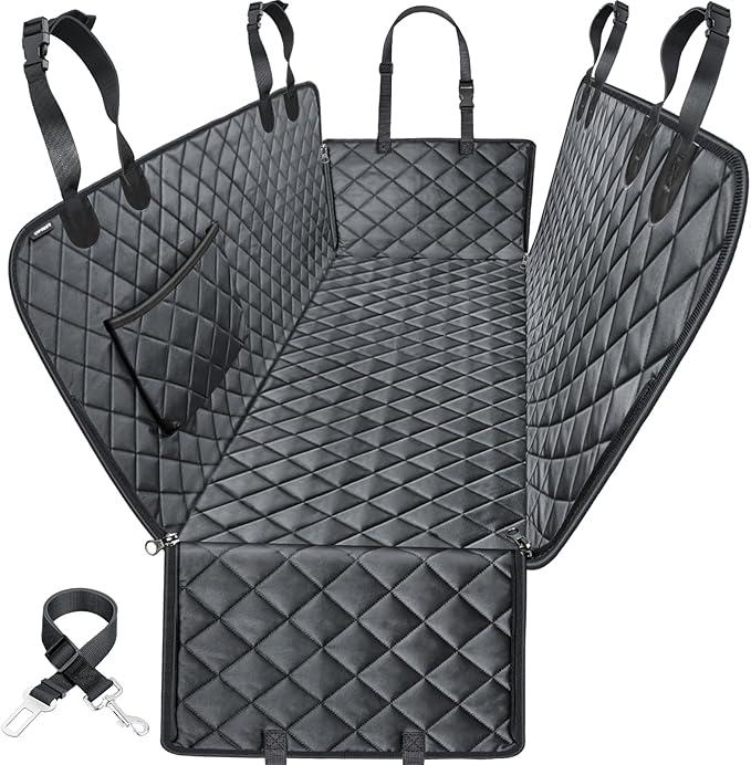 Dog Car Seat Covers, Waterproof Front Seat Cover for Dogs, Scratch-Proof, Nonslip Pet Passenger Seat Cover Protector, Universal Fit for Cars Trucks SUVs, Standard Size, Black