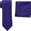 Stacy Adams Men's Tall-Plus-Size Satin Solid Extra-Long Tie Set (Purple)