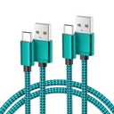 Basesailor for iPhone 17 16 Pro Max Charger Cord,USB to USB C Cable,Type C Charging Power Cord for Apple 17e 15 iPad 10 Air 4 5,Samsung Galaxy S26 S25 S24 S23,Green,2Pack 6.6FT(2M)