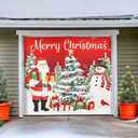 Evergreen 6.6 x 6 Ft Christmas Tree Garage Door Cover, Signle Car Garage Door Banner, Hanging Backdrop Outdoor and Indoor Wall Decoration for Party, Holiday Photography Background