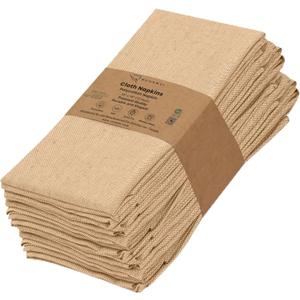 Ruvanti Cloth Napkins Set of 12, 18x18 Reusable Napkins Cloth Washable, Soft & Durable Table Napkin, Poly Cotton Fabric Dinner Napkins for Parties, Christmas, Thanksgiving, Weddings - Honey