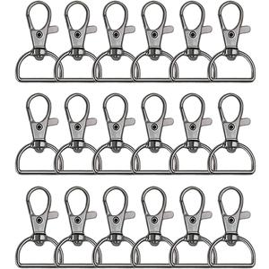 50Pcs Swivel Clasp Hooks D Ring Key Chain Clips, Metal Lobster Claw Clasps Trigger Clip Lanyard Snap Hook for Keychains Making Purse Hardware DIY Crafts 1 Inch (Black)