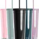 Simple Modern Plastic Tumbler with Lid and Straw | Reusable BPA Free Iced Coffee Cups Double Wall Smoothie Cup | Gifts for Women Men Him Her | Classic Collection | 24oz | Midnight Black