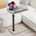HUANUO Adjustable TV Tray, Height Adjustment TV Trays with 360 Swivel and 90 Tilt, Sturdy & Multi-Functional Sofa Table with Anti-Slip Bar, Space-Saving Side Table for Couch, Bedside, and Dining Use (Grey)