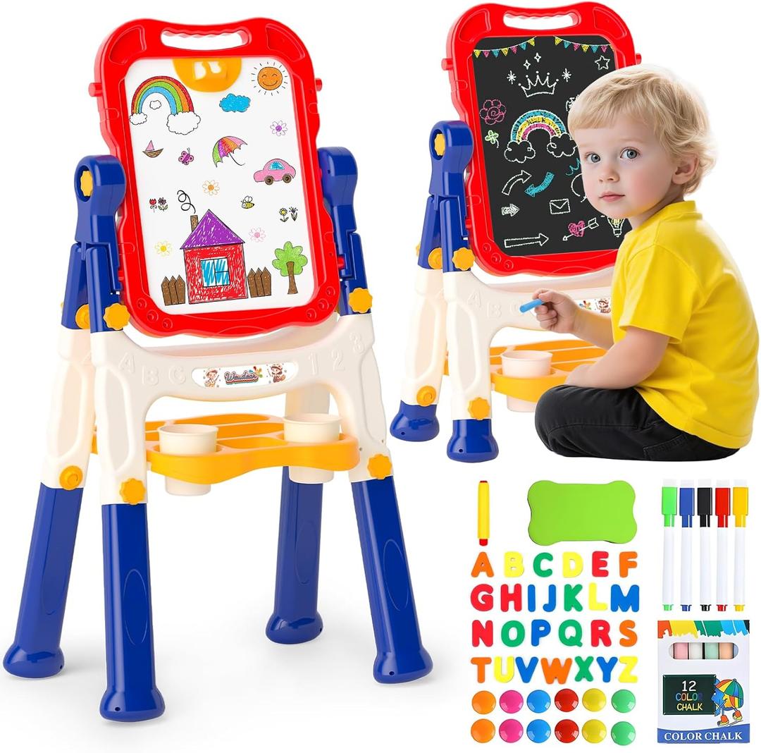 Easel for Kids,Toddler Toys for Ages 2-4, Double-Sided Magnetic Kids Art Easel for 2 Year Old Boy Birthday Gift,Toys for 3 Year Old Boy Dry Erase Boards,Drawing Boadrs for 2 3 4 5 Years Old Girl Gift (Blue)