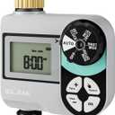QUOBAS Brass Sprinkler Timer, Programmable Water Hose Timer for Garden Hose Faucet with Waterproof HD Screen, Rain Delay/Manual/Automatic Irrigation Watering System for Garden, Lawn, Yard