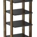 8 Tiers Vertical Shoe Rack, Wooden Shoe Rack for entryway with Hooks, Shoe Storage Organizer for Small Spaces, Space Saving for Closet, Living Room, Bedroom, Front Door