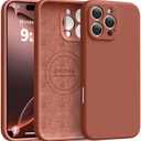 Ktele Magnetic for iPhone 16 Pro Case [Compatible with Magsafe] [Premium Silicone Satin-Smooth Touch] Slim Shockproof Anti-Scratch Microfiber Lining Case, 6.3 inch, Caramel