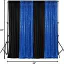 VitalCozy 4 Panels Backdrop Curtains 2 Pcs 4 x 10 ft Sequin Glitter 2 Pcs 7 x 10 ft Chiffon Photo Background Curtains for Graduation Wedding Birthday Party Decorations(Black, Royal Blue)