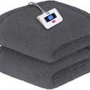 SEALY Electric Blanket Twin Size, Soft Sherpa Heated Blanket Single Control with 10 Heating Levels & 1 to 12 Hours Auto-Off Settings Over-Heated Protection 62"x84" Machine Washable, Dark Grey
