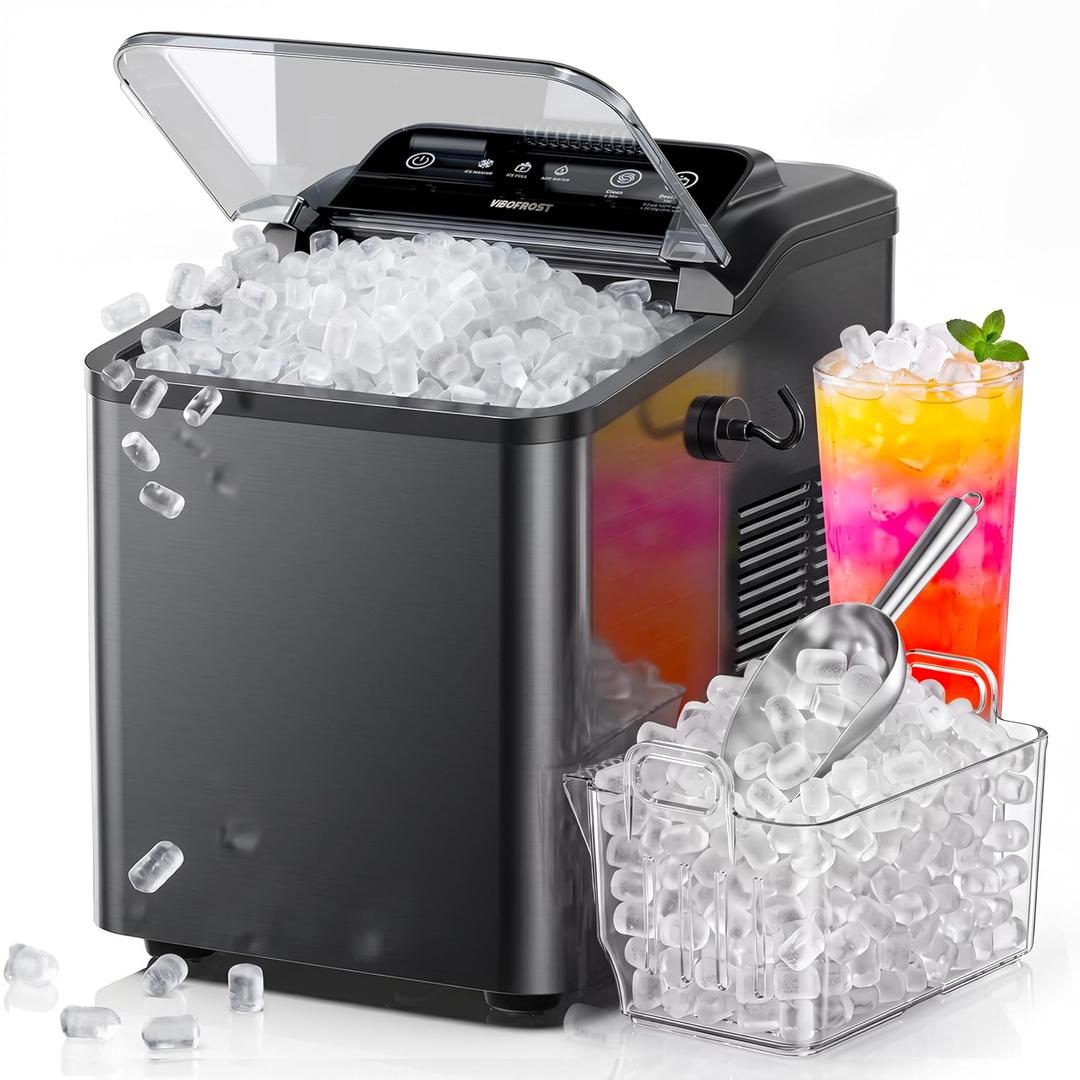 Nugget Ice Maker Countertop, Soft Chewable Pellet Ice, 35lbs/Day | Stainless Steel Ice Maker Ready in 6 Mins with Touch Screen, Auto Ice Drop, Self-Cleaning, Scoop Included for Kitchen Office