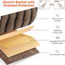 Heated Blanket Electric Queen- 84"x90" Soft Thick Faux Fur Electric Blanket for Sofa with 5 Heat Levels & 10 Hours Auto-Off Overheat Protection, Warm Cozy Gifts, Brown