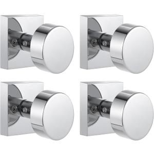 Coolnews 2 Pack Polished Chrome Dummy Door Knobs Interior, Square Modern Dummy Door Knob Polished Chrome Door Handle for Hall/Closet