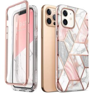 i-Blason Cosmo Series Case for iPhone 12 / iPhone 12 Pro 5G 6.1 inch (2020 Release), Slim Full-Body Stylish Protective Case with Built-in Screen Protector (Marble)