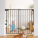 Babelio 34" Tall No Bottom Bar Baby/Dog Gate for Stairs, House and Doorways, 29.7-46.5" Auto Close Safety Pet Gates with Large Walk Thru Door, Hardware Mount, Black