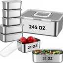 8 PCS Large Stainless Steel Food Storage Containers with Lids, 3 Sizes Meal Prep Containers Set for Vegetables, Fruits, Snacks, Roasting Chicken, Lasagna, BPA Free and Oven Safe (245oz, 31oz, 21oz)