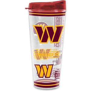 Rico Industries NFL Football Washington Commanders 16 oz Double Walled Insulated Tritan Mayhem Tumbler Cup Keeps Drinks Cold & Hot, USA Made