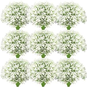 Ysleen 300 Pieces Artificial Flowers Plastic Baby Breath Flowers Faux Gypsophila DIY Floral Bouquets Arrangement Baby Breath Wedding Party Decoration for Party Home Office Garden Decor (White)