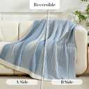 Amlie Home Premium Chenille Throw Blanket, Soft Cozy Luxury Two-Tone Knit Blanket for Couch, Sofa, Chair, Home Decor, Blue & Ivory 50"x60"