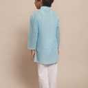 Superminis Baby Boys Ethnic Wear Colored Cotton Chikankari Kurta, Round Collar, Full Sleeves With White Pyjama (Blue, M)
