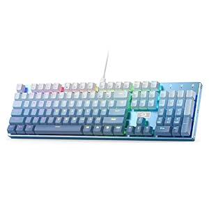 Redragon K556 SE RGB LED Backlit Wired Mechanical Gaming Keyboard, Aluminum Base, 104 Keys Upgraded Socket, 3.5mm Sound Absorbing Foams, Hot-Swap Linear Quiet Red Switch, Gradient Blue