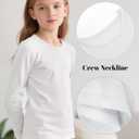 Resinta Girls Basic Long Sleeve Crew Neck Top Kids Layering Tees Casual Soft Solid Pullover T-Shirts 2-14 Years (White)