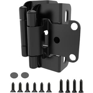 Chibery 10 Pack | 1/2 inch Overlay Semi Partial Wrap Around Cabinet Hinges, Self Closing Face Frame Variable Decorative Replacement, Kitchen Hardware, with Screw & Quiet Bumper (Matte Black)