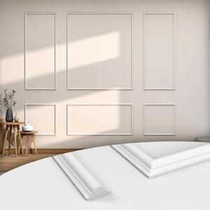 COUKIU 6 Sets Pre-Cut Wall Molding kit,Ready to Assemble Accent Molding Wainscoting Panels for Interior Walls Home Decor（6 Frames，Style2)