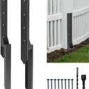 Thicker Fence Post Repair Kit-Heavy Duty Metal Steel Fence Repair Stake-Anchor Ground Spike-Support Bracket Mender-Repair or Strengthen Tilted Broken Wood-Powder-Coated Post Ups Stabilizer-Post Brace (2PC-33.6"H)