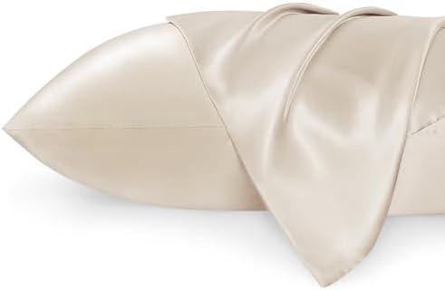 Bedsure Satin Pillowcases, Similar to Silk Pillow Cases Queen Size Set of 2, Cooling Pillow Case for Sleeping Women with Envelope Closure, Gifts for Women Men, Beige, 20x30 Inches, 2pcs