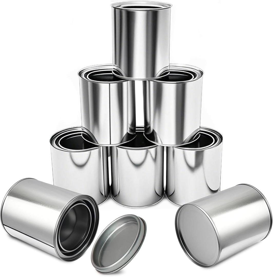 Litoexpe 8 Pcs 1 Pint Size Empty Metal Paint Cans, 2 Cup Paint Storage Containers with Lids Capacity Touch Up Paint Containers for DIY Projects Leftover Pain