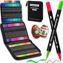 Tongfushop 72 Colors Acrylic Paint Markers, Dual Tip Acrylic Paint Pens with Brush Tip & Fine Tip, Wood Markers for Rock Painting, Wood, Canvas, Stone, Glass, Ceramic, DIY Crafts, Art Supplies