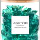 TIPGO Glass Jars for Laundry Room Organization, Laundry Pods Container with 27 Labels, Detergent Holder with Bamboo Lid, Cute Storage Jars (Set of 1)