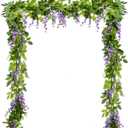 DearHouse 4Pcs 6.6Ft/Piece Artificial Flowers Silk Wisteria Garland Artificial Wisteria Vine Rattan Silk Hanging Flower for Home Garden Outdoor Ceremony Wedding Arch Floral Decor(Light Purple)