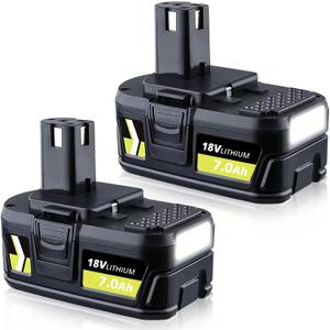 2Pack P108 7.0Ah Battery Compatible with Ryobi 18V Lithium Battery Replacement for Ryobi P108 P102 P103 P104 P105 P107 P109 P122