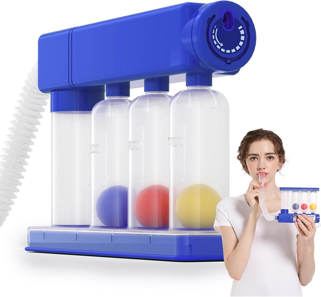 Home Use Breathing Exercise Device for Lungs, Lung Exerciser Device with Adjustable Volume Measurement (300cc/sec - 1600cc/sec) - Inhalation and Exhalation Modes