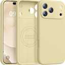 Ktele Magnetic for iPhone 17 Pro Case [Compatible with Magsafe] [Premium Silicone Satin-Smooth Touch] Slim Shockproof Anti-Scratch Microfiber Lining Case, 6.3 inch, Creamy Yellow